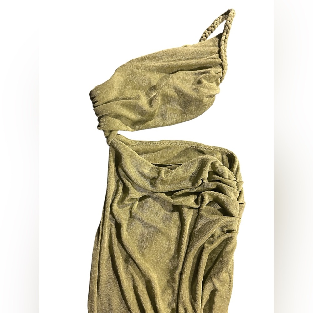 !!NWOT!! - OH POLLY ISHTAR ONE SHOULDER CUT OUT MAXI DRESS IN GREEN - SZ 2 - Picture 3 of 12